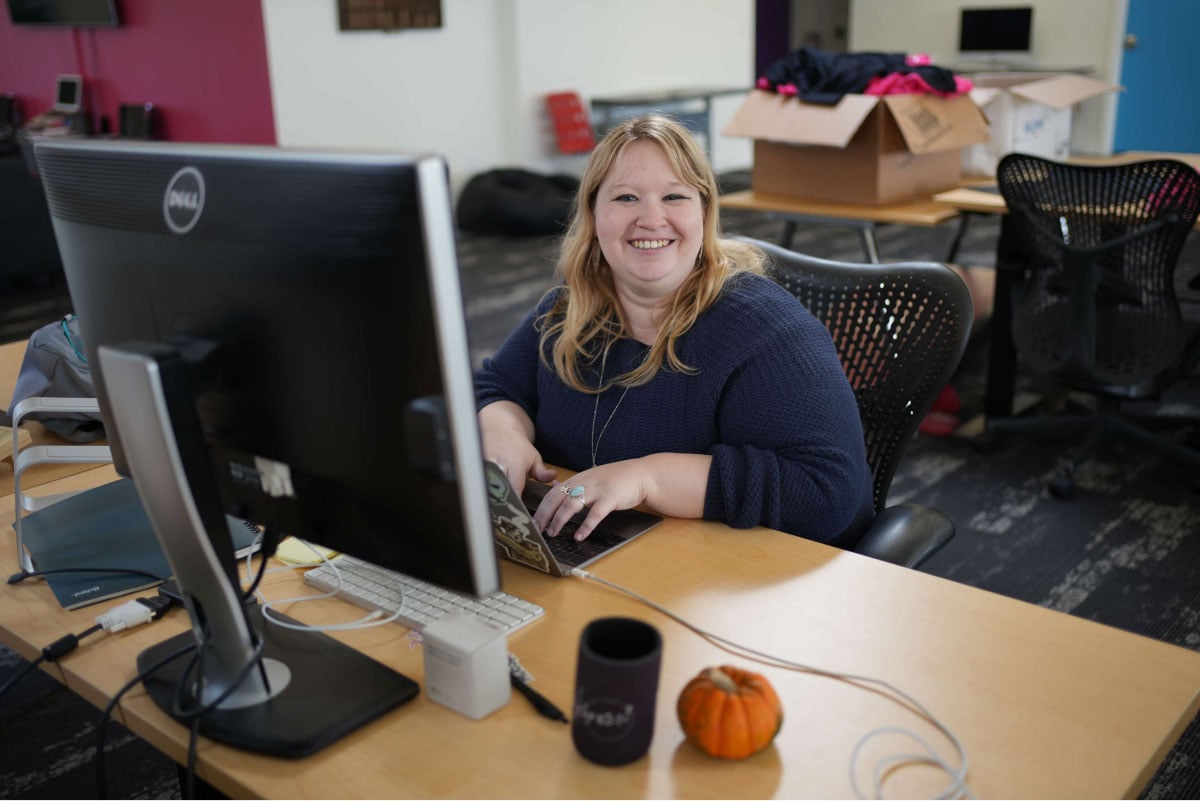 brittany working at desk